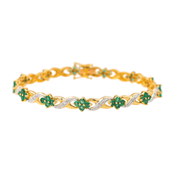 Bracelet Ligne en or jaune, or blanc, émeraudes et diamants - Castafiore