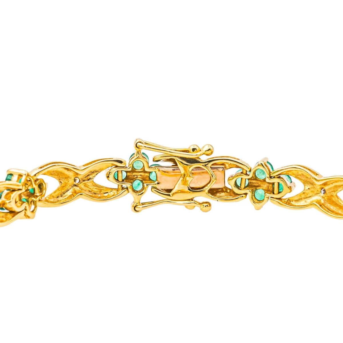 Bracelet Ligne en or jaune, or blanc, émeraudes et diamants - Castafiore