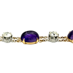 Bracelet Ligne en or jaune, platine, améthystes et diamants - Castafiore