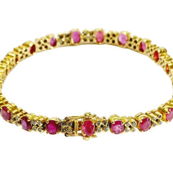 Bracelet Ligne en or jaune, rubis et diamants - Castafiore