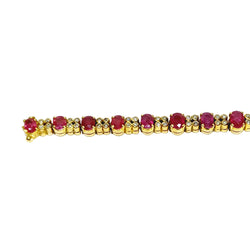 Bracelet Ligne en or jaune, rubis et diamants - Castafiore