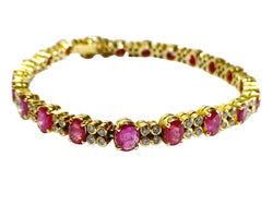 Bracelet Ligne en or jaune, rubis et diamants - Castafiore