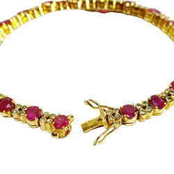 Bracelet Ligne en or jaune, rubis et diamants - Castafiore