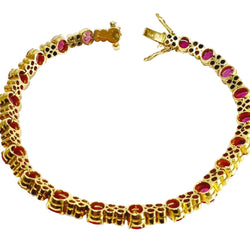 Bracelet Ligne en or jaune, rubis et diamants - Castafiore