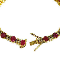 Bracelet Ligne en or jaune, rubis et diamants - Castafiore