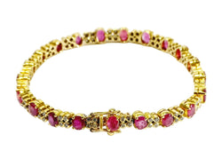 Bracelet Ligne en or jaune, rubis et diamants - Castafiore