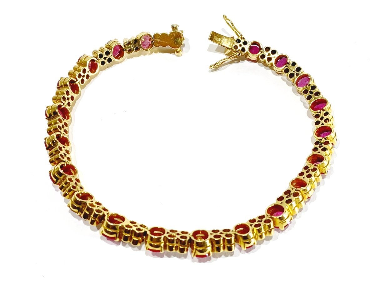 Bracelet Ligne en or jaune, rubis et diamants - Castafiore