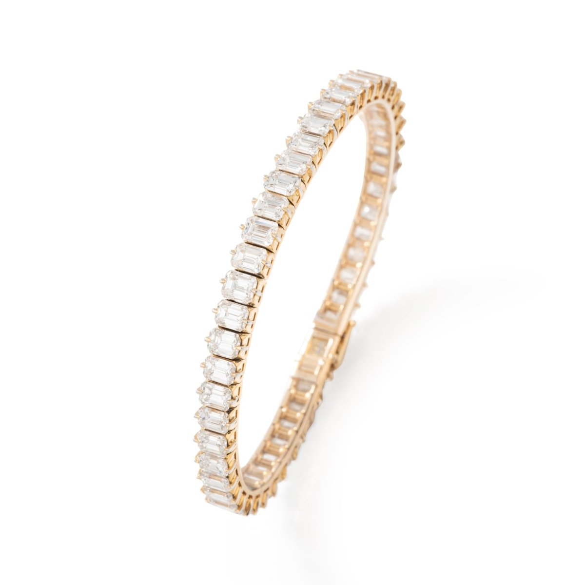 Bracelet Ligne tennis en or jaune, platine et diamants - Castafiore