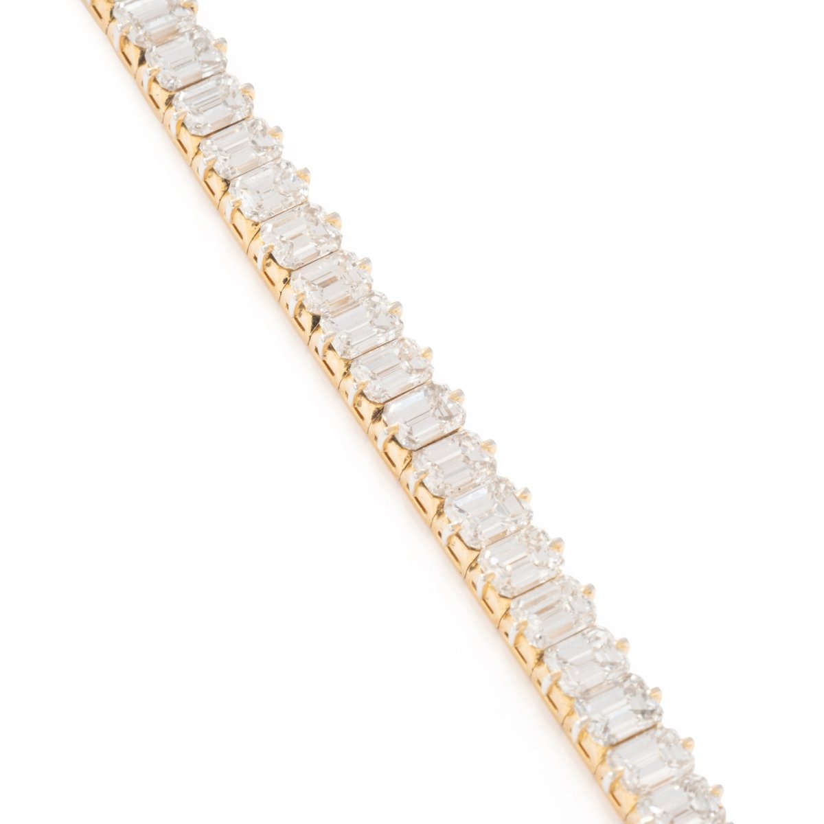Bracelet Ligne tennis en or jaune, platine et diamants - Castafiore