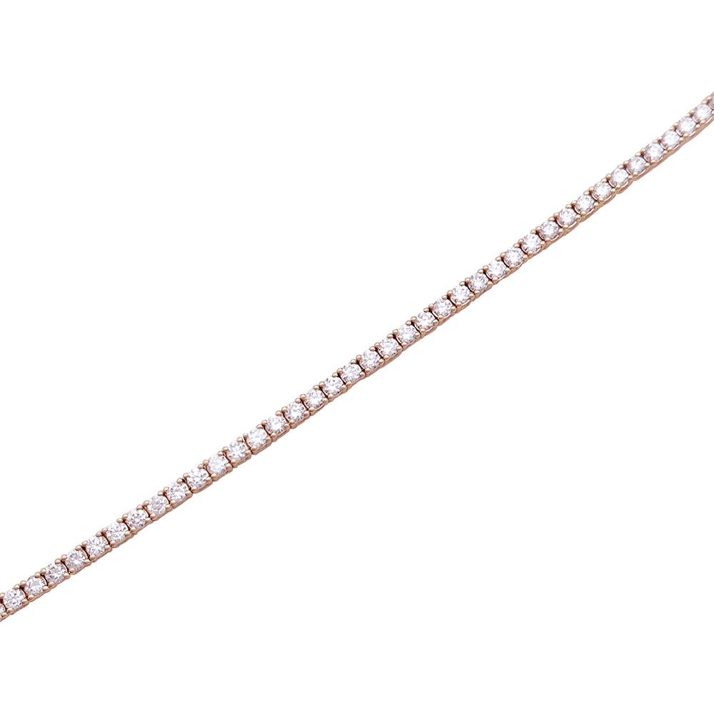 Bracelet ligne tennis en or rose, diamants. - Castafiore