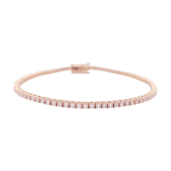 Bracelet ligne tennis en or rose, diamants. - Castafiore