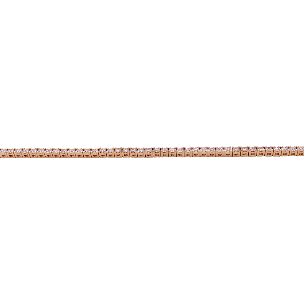 Bracelet ligne tennis en or rose, diamants. - Castafiore