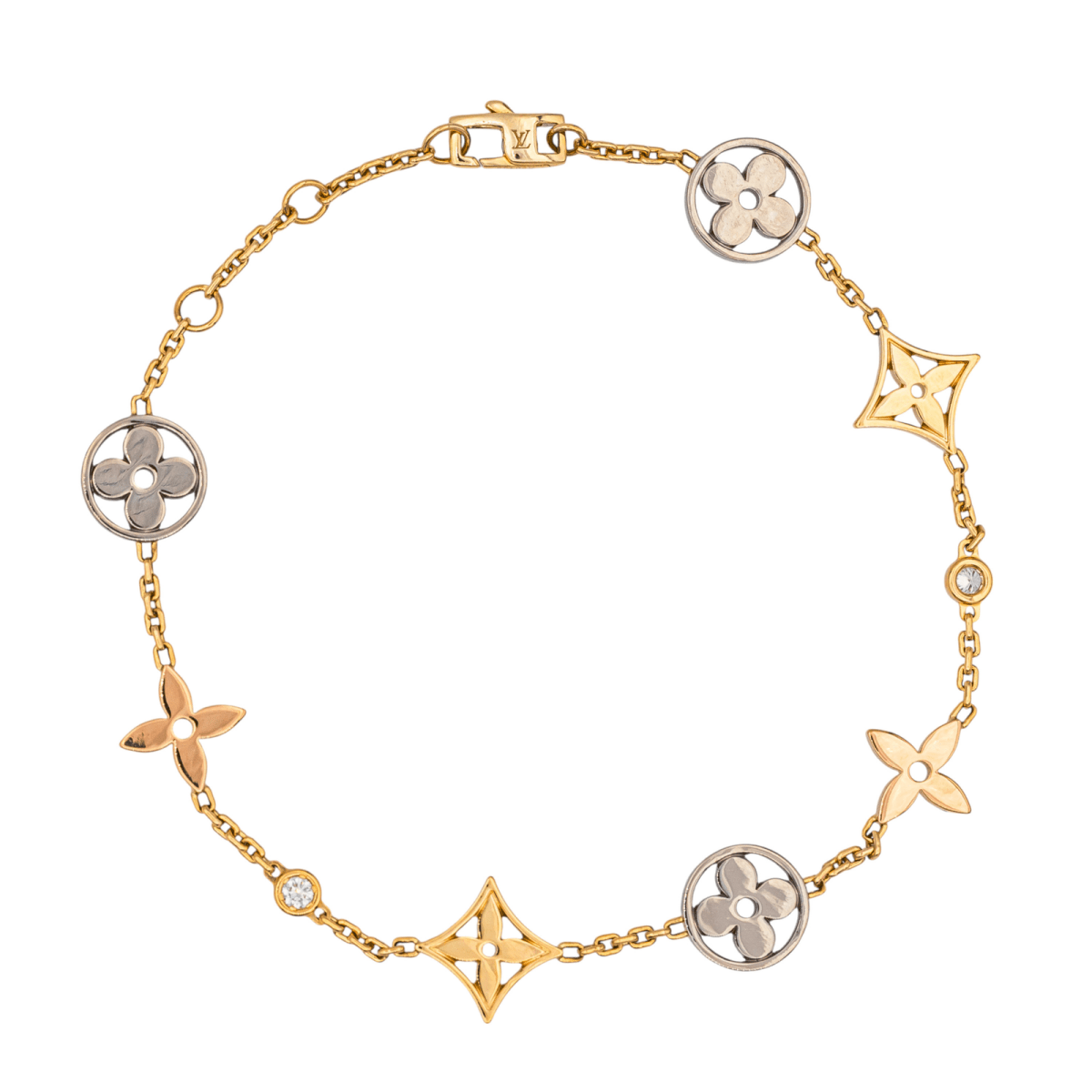 Bracelet LOUIS VUITTON "Blossom" en or jaune, or blanc, or rose et diamants - Castafiore