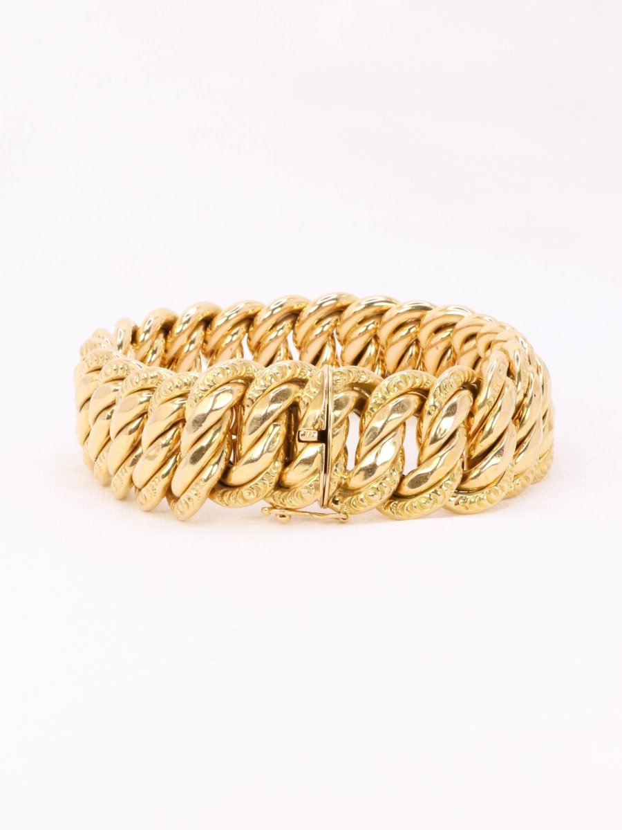 Bracelet maille américaine or jaune 2 cm - Castafiore