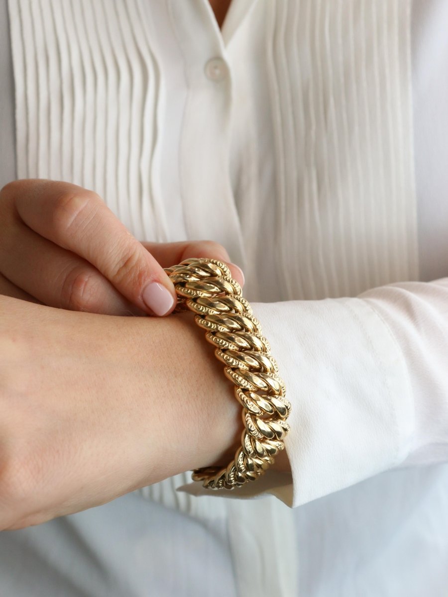 Bracelet maille américaine or jaune 2 cm - Castafiore