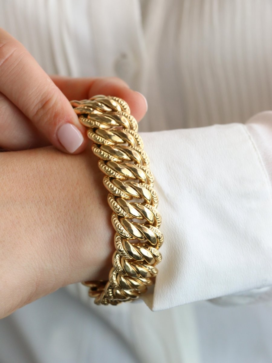 Bracelet maille américaine or jaune 2 cm - Castafiore