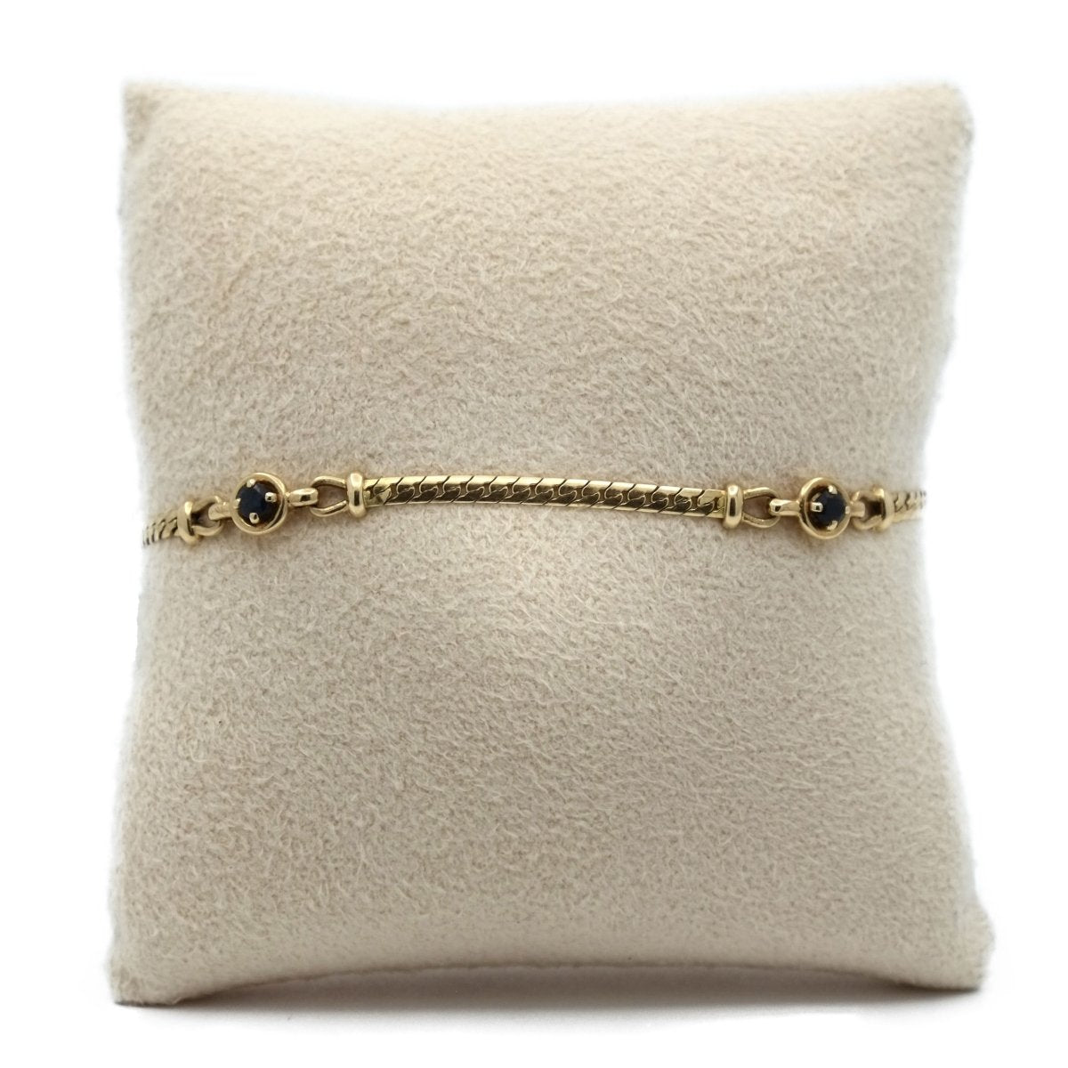 Bracelet maille anglaise en or jaune et saphirs - Castafiore