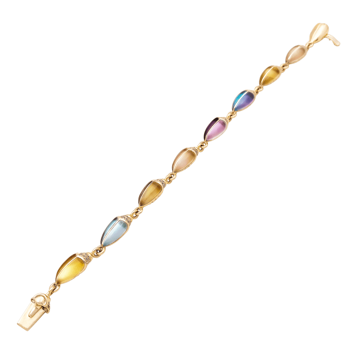 Bracelet Maille BIBI VAN DER VELDEN "Mini Scarab Opal Eternity" en or rose, pierres de couleur et diamants - Castafiore