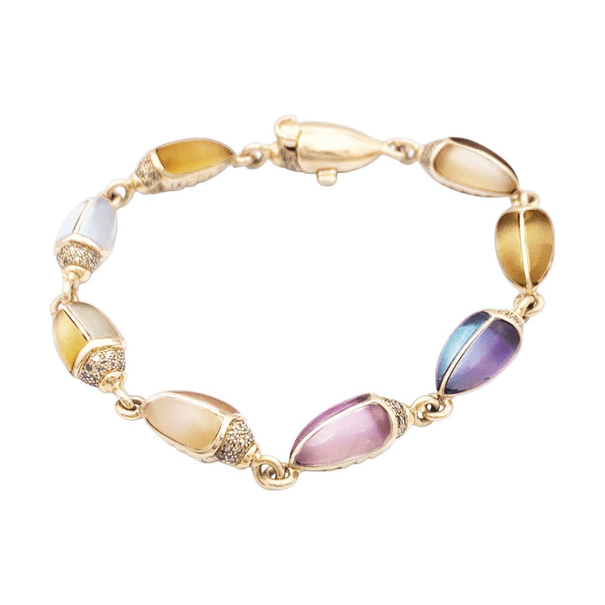 Bracelet Maille BIBI VAN DER VELDEN "Mini Scarab Opal Eternity" en or rose, pierres de couleur et diamants - Castafiore