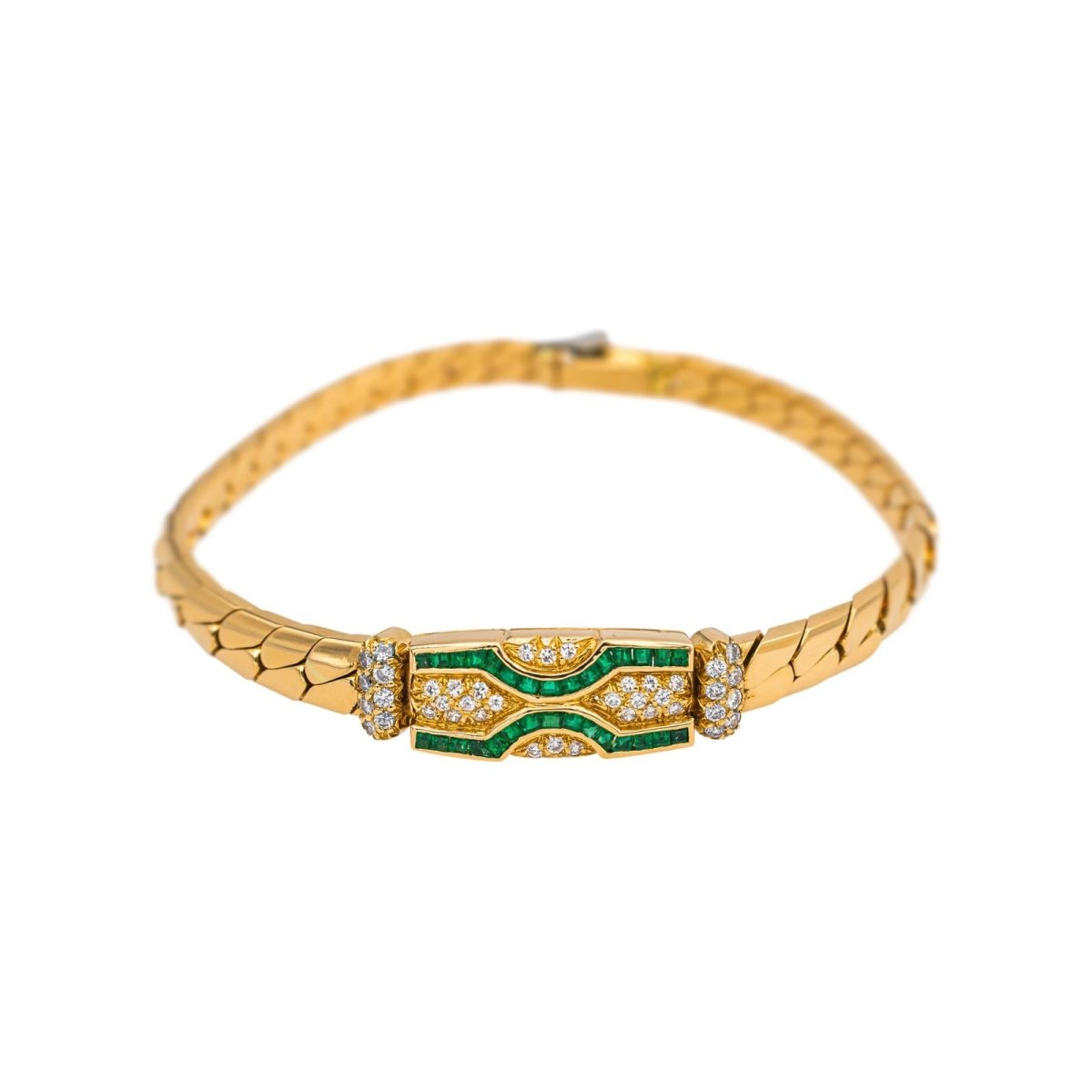 Boucheron Bracelet English mesh Yellow gold Emerald 