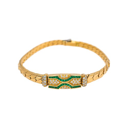 Boucheron Bracelet English mesh Yellow gold Emerald 