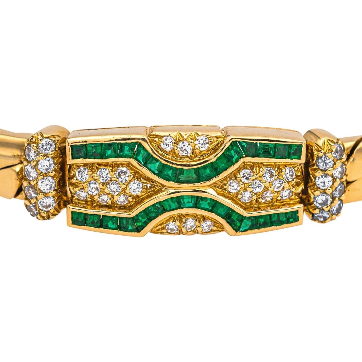 Boucheron Bracelet English mesh Yellow gold Emerald 