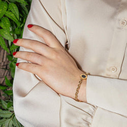 Bracelet Maille BULGARI en or jaune et onyx - Castafiore