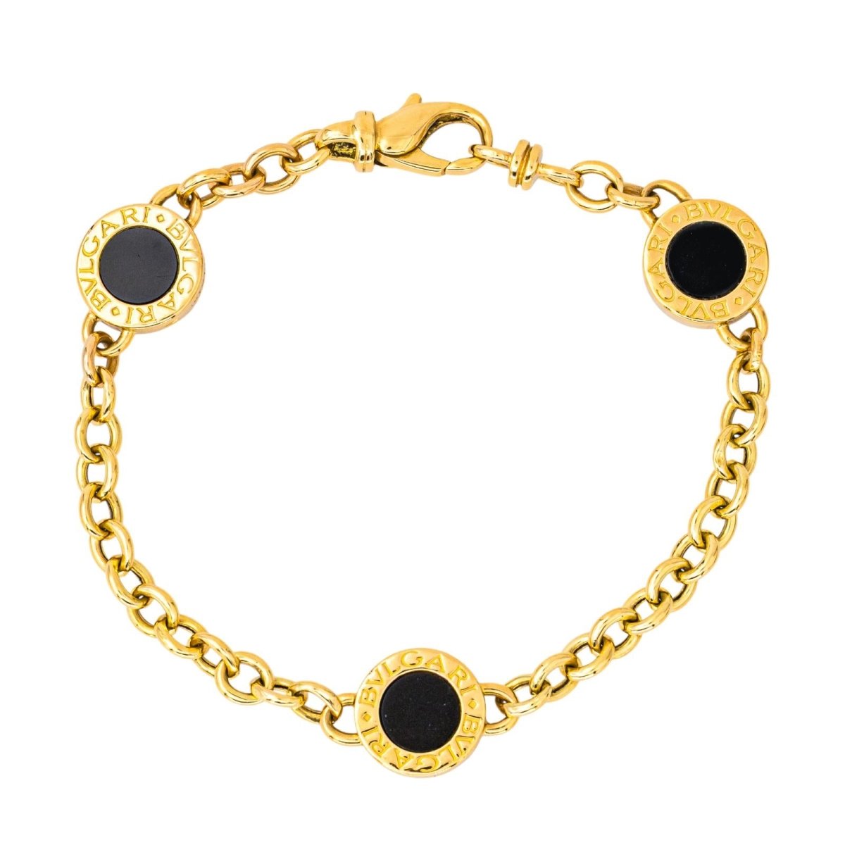 Bracelet Maille BULGARI en or jaune et onyx - Castafiore