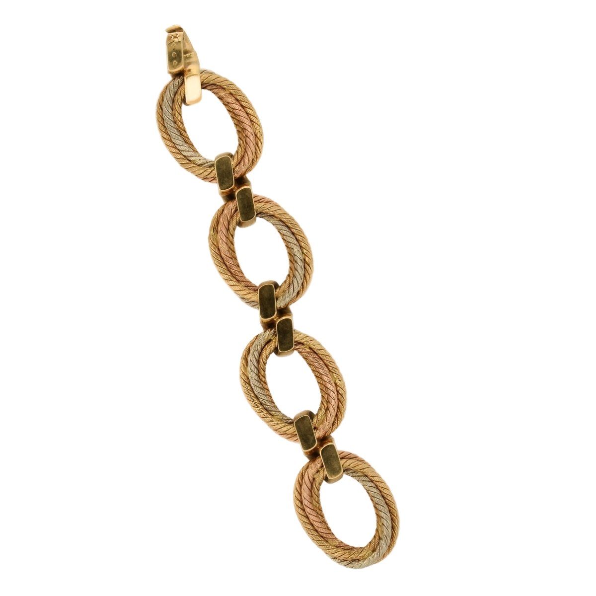 Bracelet Maille CARLO WEINGRILL en or blanc, or jaune et or rose - Castafiore