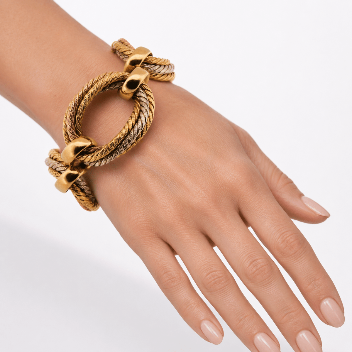 Bracelet Maille CARLO WEINGRILL en or blanc, or jaune et or rose - Castafiore