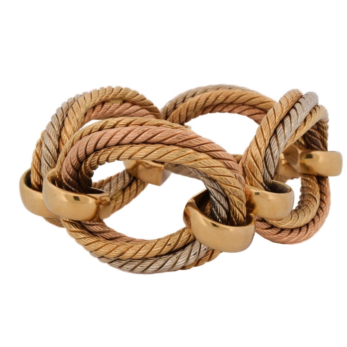 Bracelet Maille CARLO WEINGRILL en or blanc, or jaune et or rose - Castafiore
