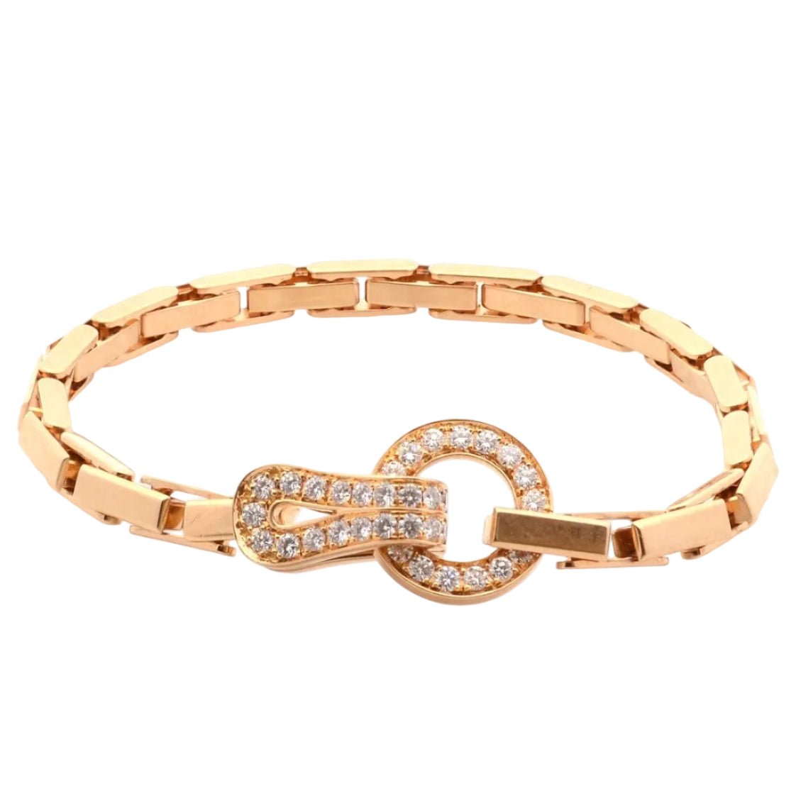 Bracelet Maille CARTIER "Agrafe" en or jaune et diamants - Castafiore