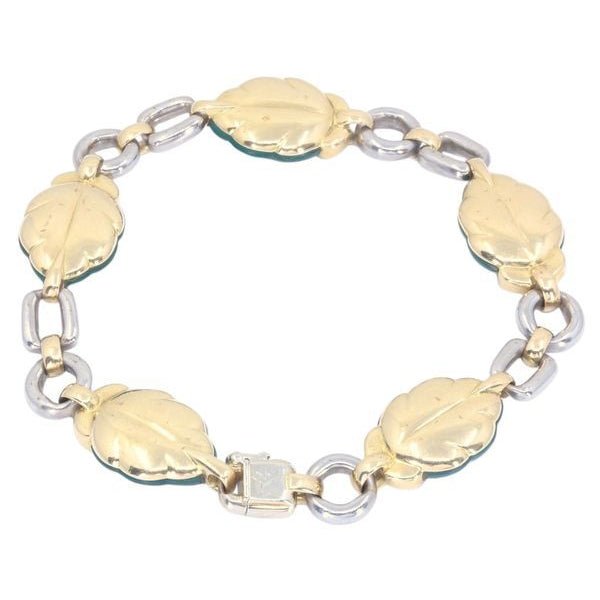 Bracelet Maille CARTIER en or jaune, or blanc, calcédoine et diamants - Castafiore