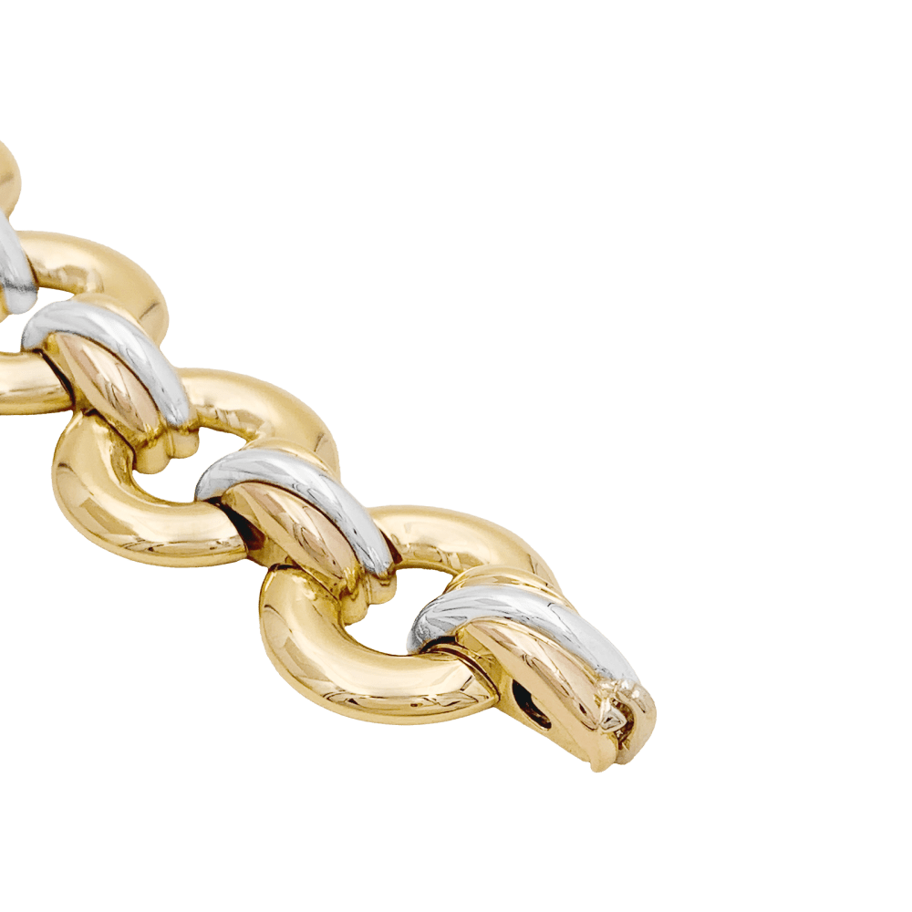Bracelet Maille CARTIER "Liens Croisés Trinity" en or jaune, or rose et or blanc - Castafiore