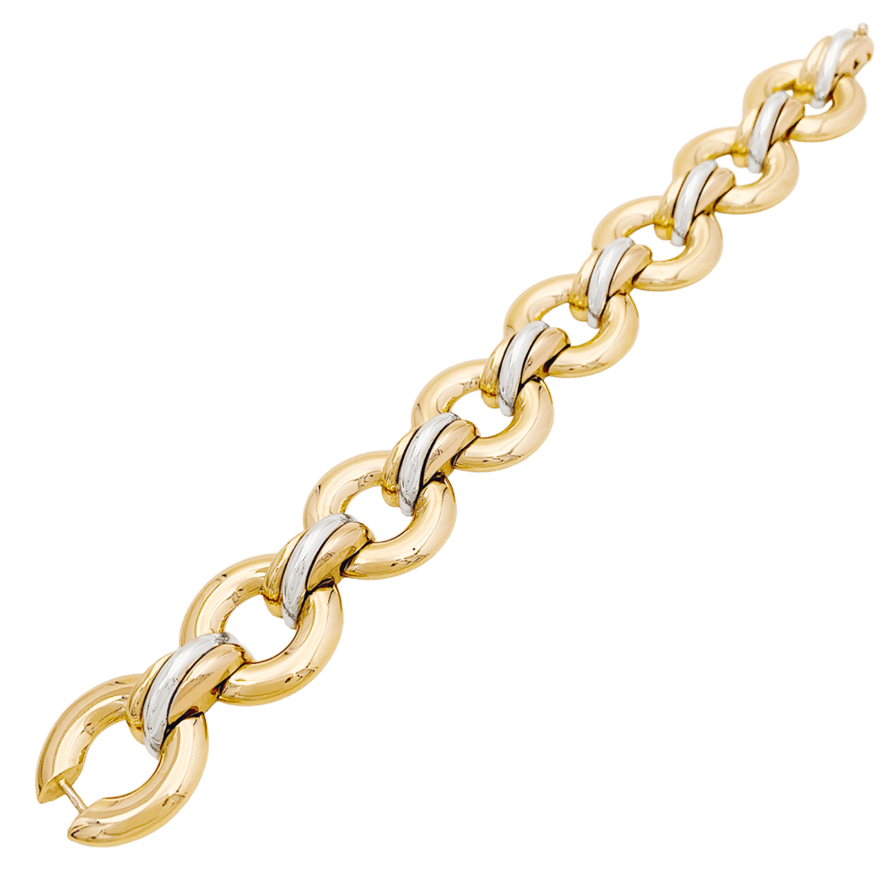 Bracelet Maille CARTIER "Liens Croisés Trinity" en or jaune, or rose et or blanc - Castafiore