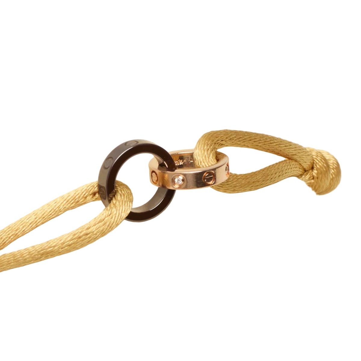 Bracelet Maille CARTIER "Love" en or rose, céramique et diamants - Castafiore
