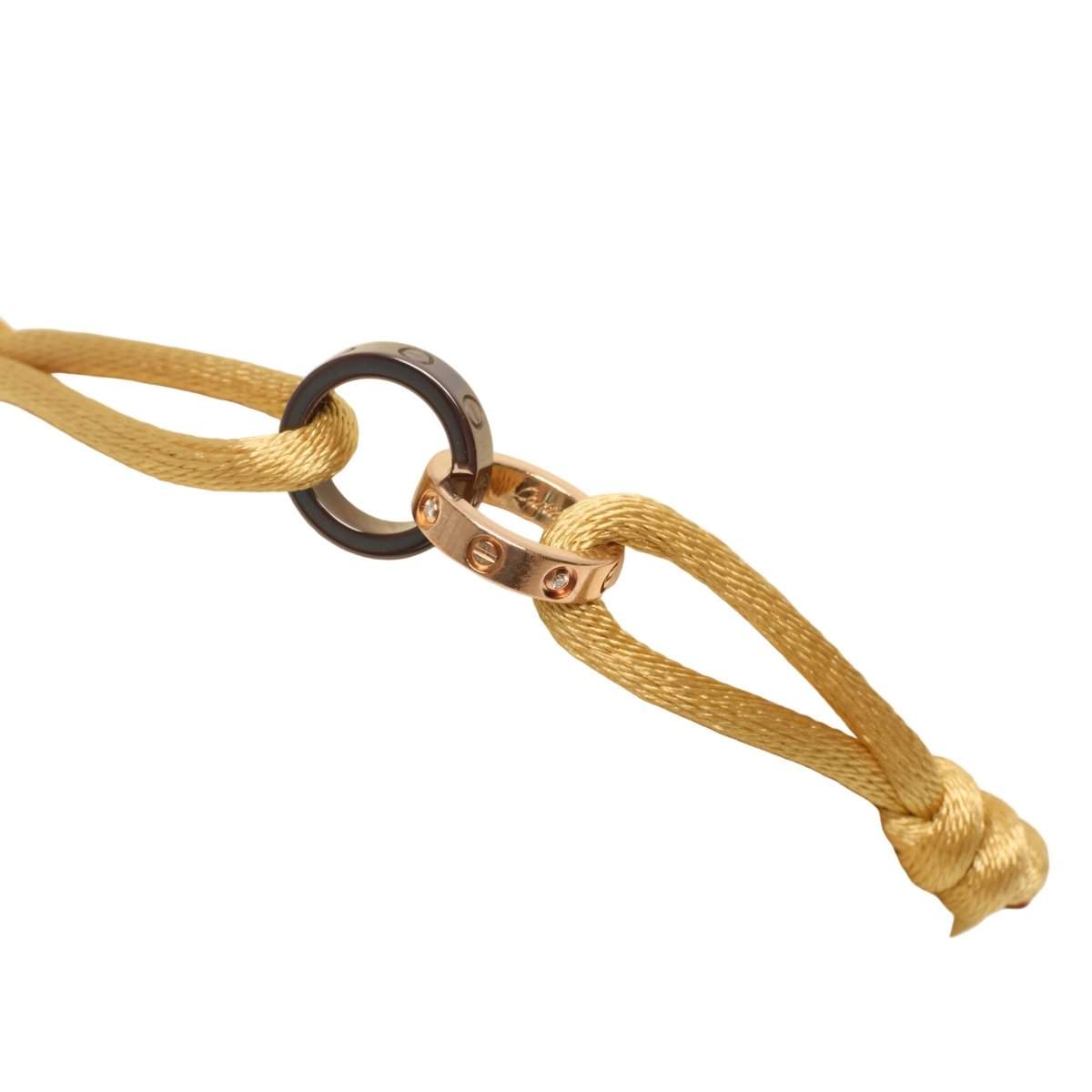 Bracelet Maille CARTIER "Love" en or rose, céramique et diamants - Castafiore