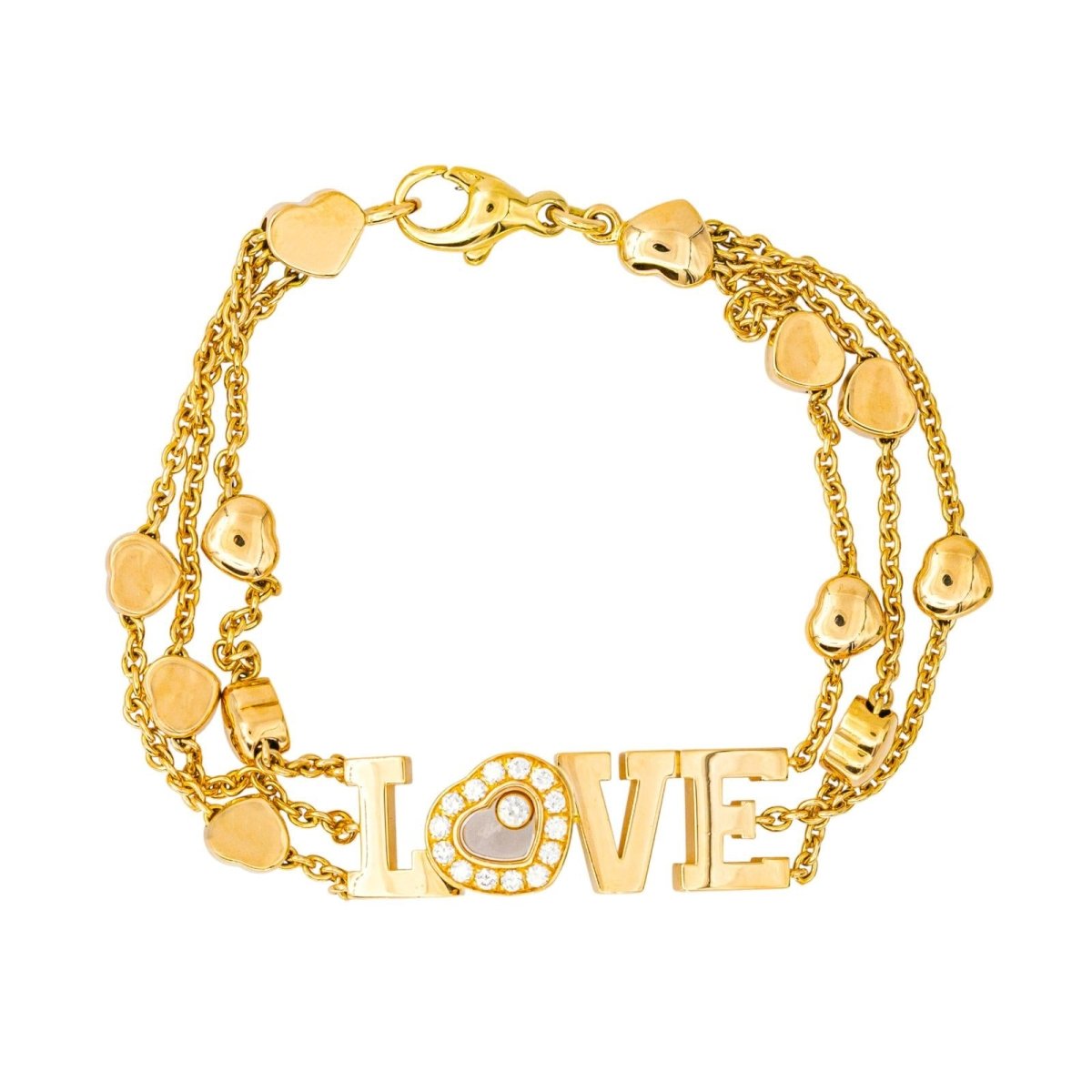 Bracelet Maille CHOPARD "Love Happy Diamonds" en or jaune et diamants - Castafiore