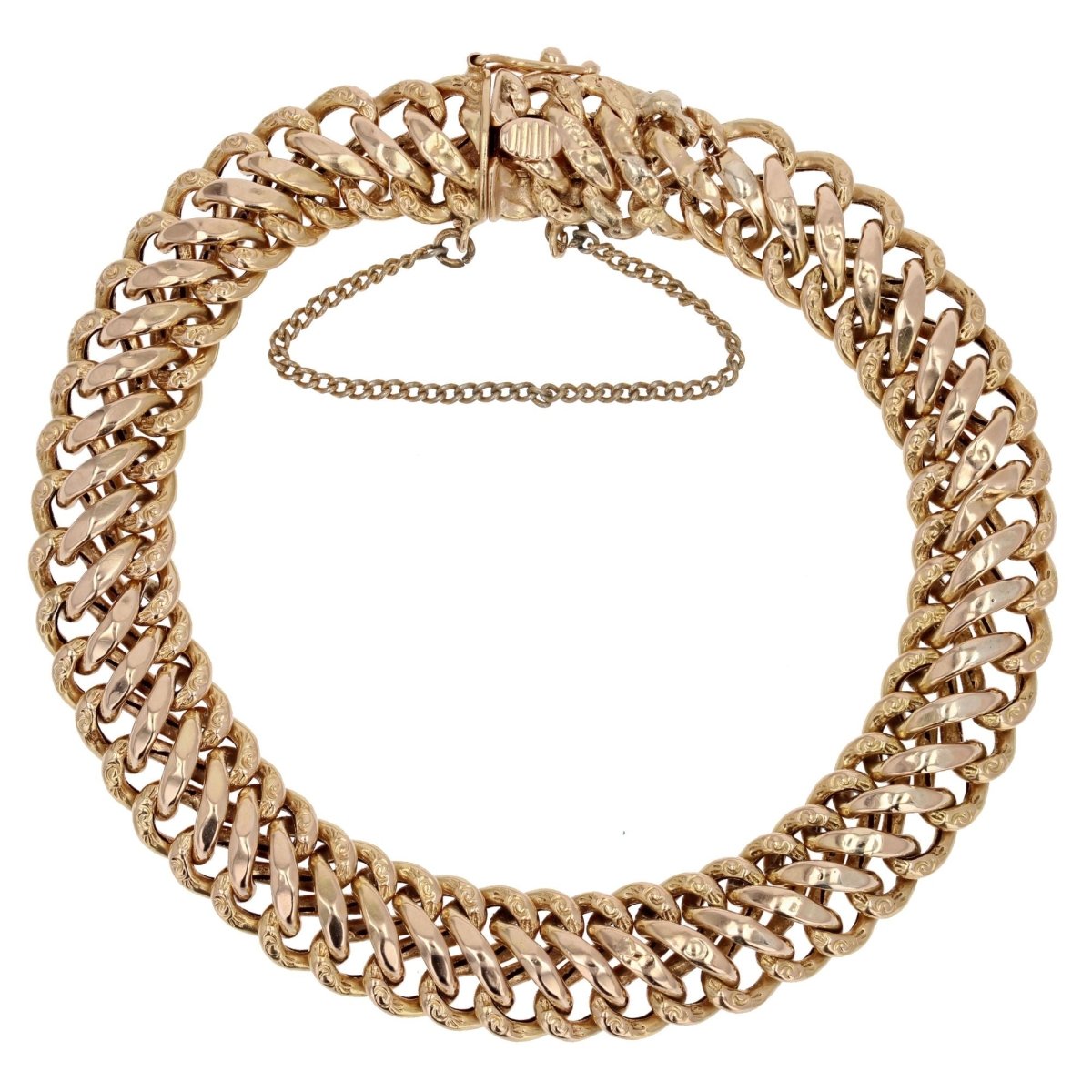Bracelet maille ciselée en or rose - Castafiore