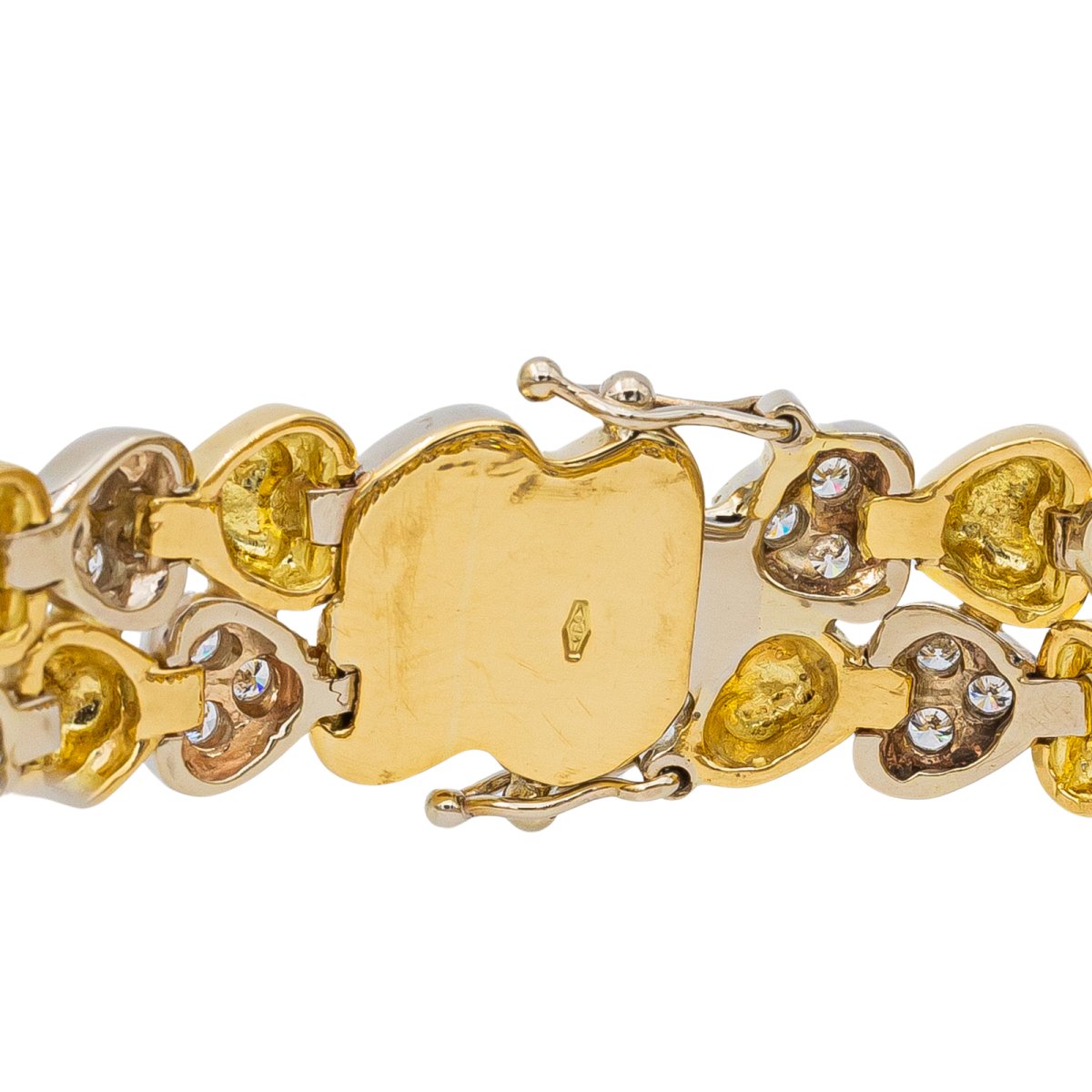 Bracelet Maille Coeurs en or jaune, or blanc et diamants - Castafiore