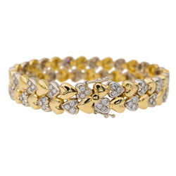 Bracelet Maille Coeurs en or jaune, or blanc et diamants - Castafiore
