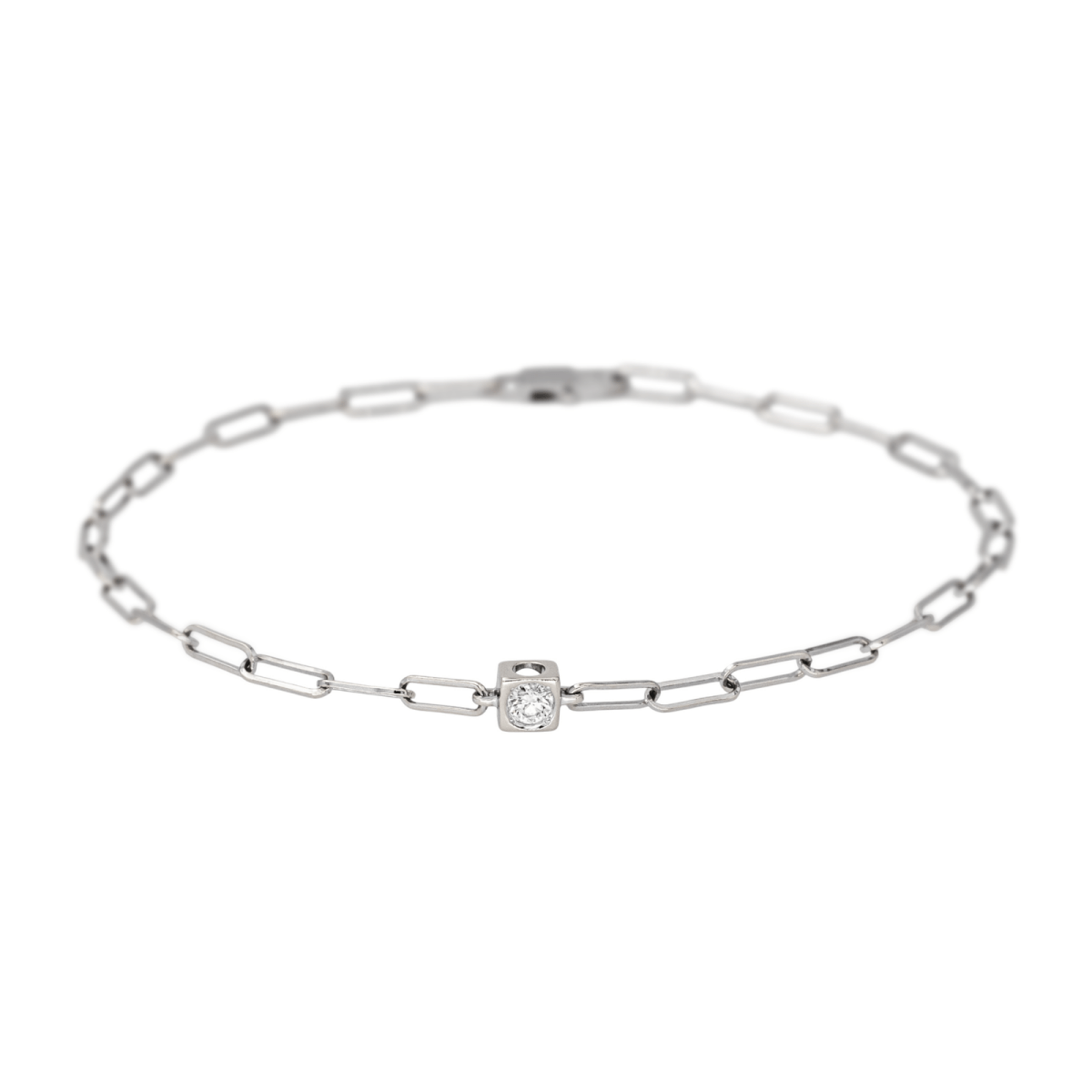 Bracelet Maille DINH VAN "Le Cube" en or blanc et diamant - Castafiore
