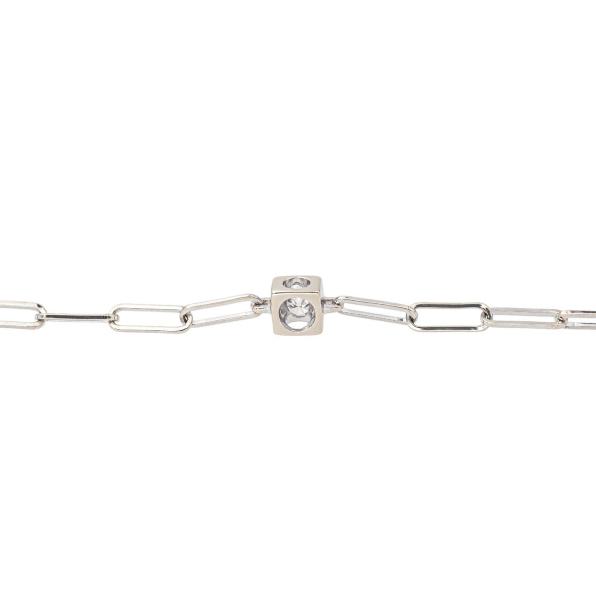 Bracelet Maille DINH VAN "Le Cube" en or blanc et diamant - Castafiore