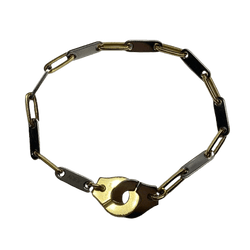 Bracelet Maille DINH VAN "Menottes" en or jaune et acier - Castafiore