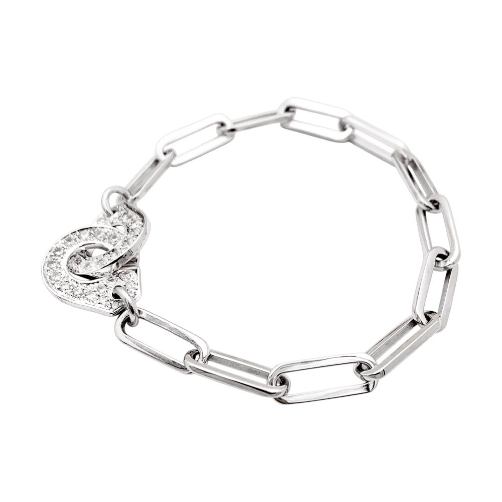 Bracelet Dinh Van, "Handcuffs", white gold and diamonds.