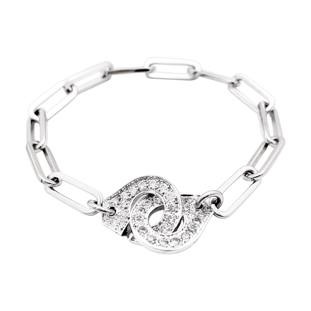 Bracelet Dinh Van, "Handcuffs", white gold and diamonds.