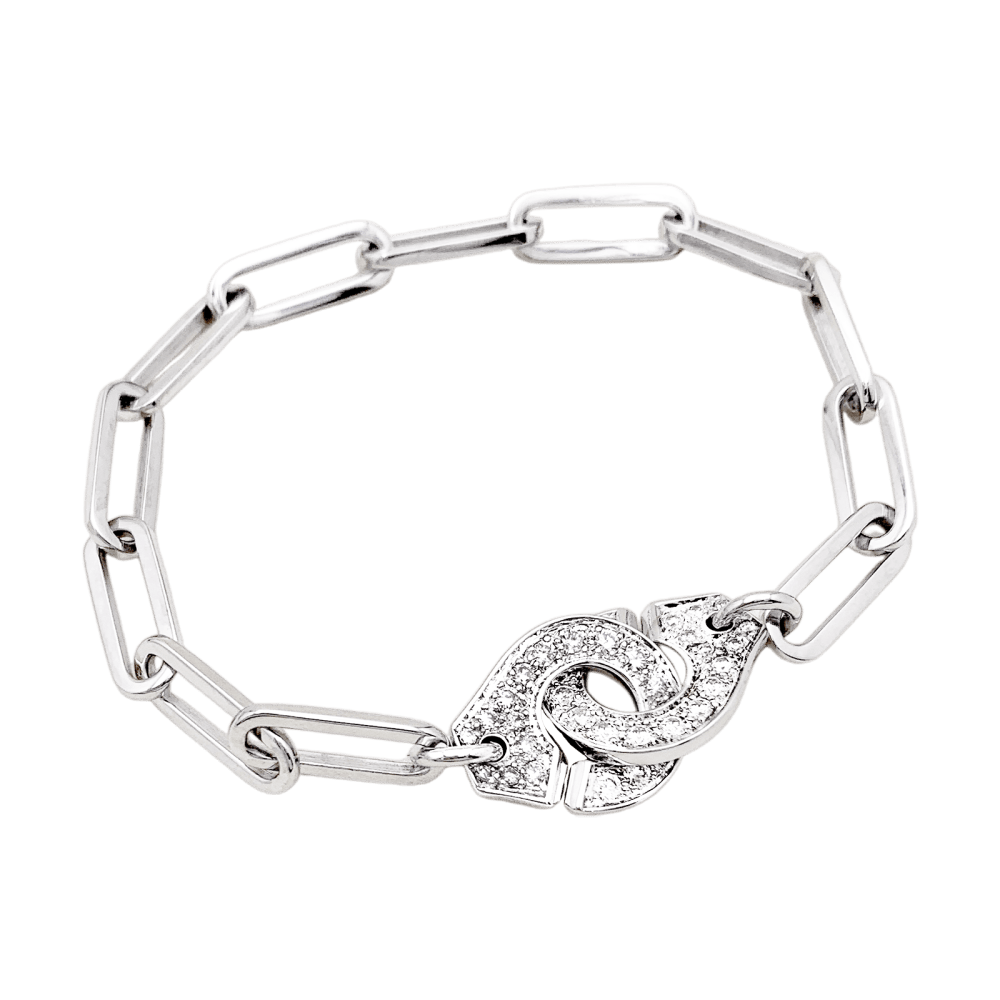 Bracelet Dinh Van, "Handcuffs", white gold and diamonds.