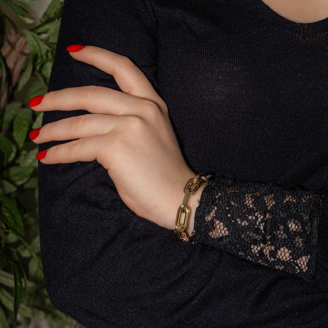 Bracelet Forçat twinned mesh Yellow gold