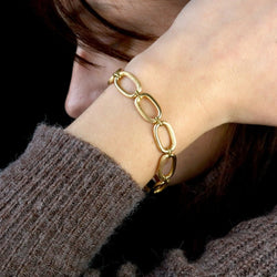 Bracelet partially ambered oval mesh