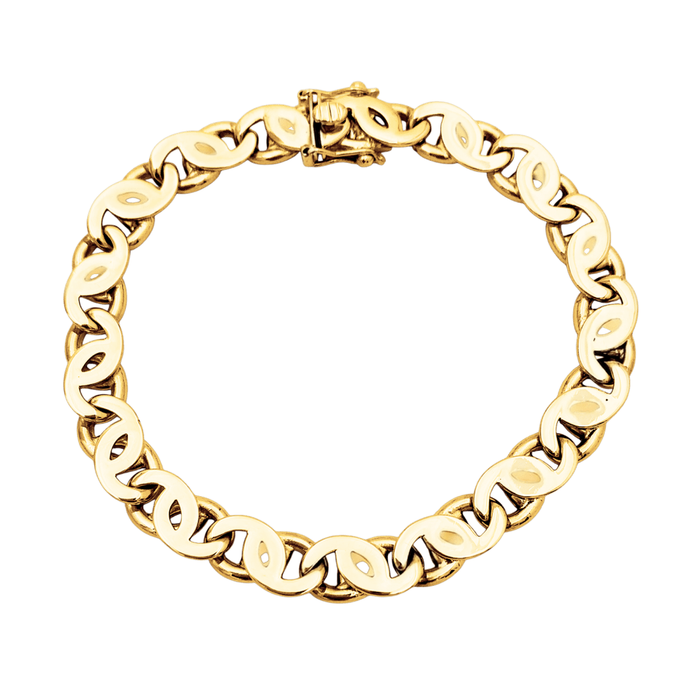 Bracelet yellow gold, tiger's eye mesh.